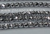 CHE700 15.5 inches 3mm faceted round plated hematite beads