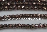 CHE701 15.5 inches 3mm faceted round plated hematite beads