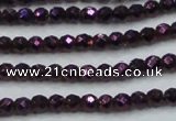 CHE704 15.5 inches 3mm faceted round plated hematite beads