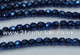 CHE705 15.5 inches 3mm faceted round plated hematite beads