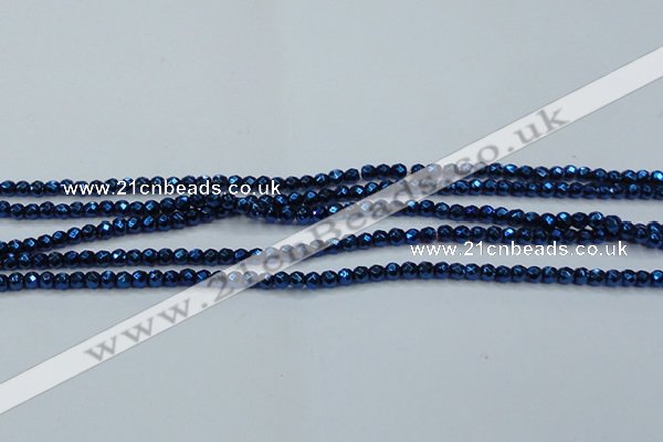 CHE705 15.5 inches 3mm faceted round plated hematite beads