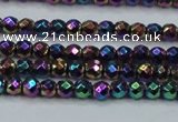 CHE706 15.5 inches 3mm faceted round plated hematite beads