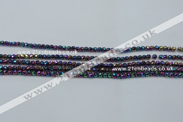 CHE706 15.5 inches 3mm faceted round plated hematite beads