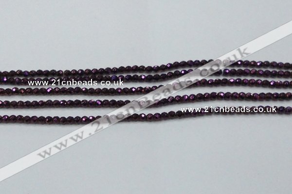 CHE714 15.5 inches 4mm faceted round plated hematite beads