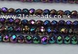 CHE716 15.5 inches 4mm faceted round plated hematite beads