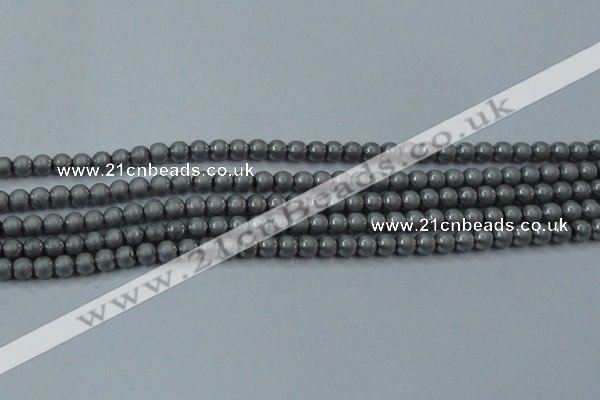 CHE720 15.5 inches 4mm round matte plated hematite beads wholesale