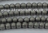 CHE721 15.5 inches 4mm round matte plated hematite beads wholesale