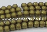 CHE722 15.5 inches 4mm round matte plated hematite beads wholesale