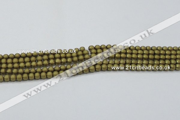 CHE722 15.5 inches 4mm round matte plated hematite beads wholesale