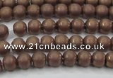 CHE723 15.5 inches 4mm round matte plated hematite beads wholesale