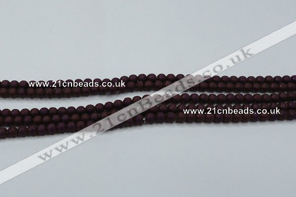 CHE724 15.5 inches 4mm round matte plated hematite beads wholesale