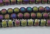 CHE725 15.5 inches 4mm round matte plated hematite beads wholesale