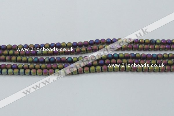 CHE725 15.5 inches 4mm round matte plated hematite beads wholesale