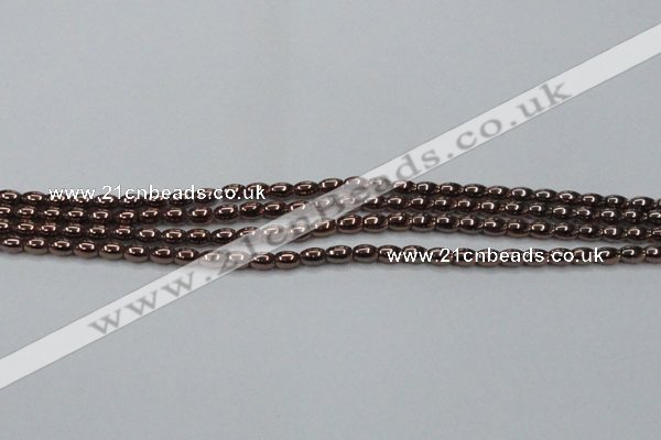 CHE741 15.5 inches 3*5mm rice plated hematite beads wholesale