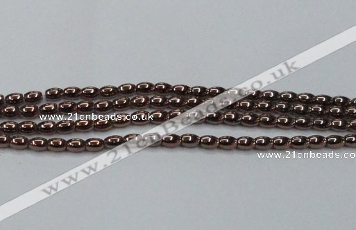 CHE742 15.5 inches 4*6mm rice plated hematite beads wholesale