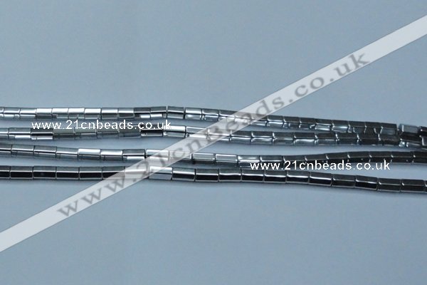 CHE751 15.5 inches 5*8mm faceted tube plated hematite beads