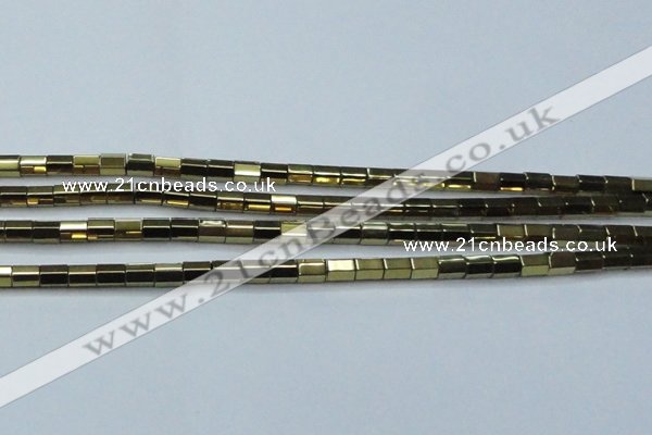 CHE752 15.5 inches 5*8mm faceted tube plated hematite beads