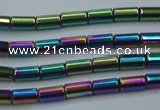 CHE764 15.5 inches 2*4mm tube plated hematite beads wholesale