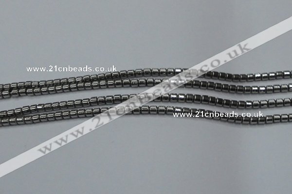 CHE775 15.5 inches 2*2mm drum plated hematite beads wholesale