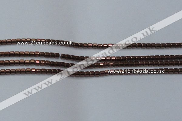 CHE777 15.5 inches 2*2mm drum plated hematite beads wholesale