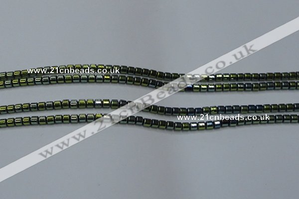 CHE779 15.5 inches 2*2mm drum plated hematite beads wholesale