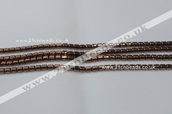 CHE788 15.5 inches 4*4.5mm drum plated hematite beads wholesale