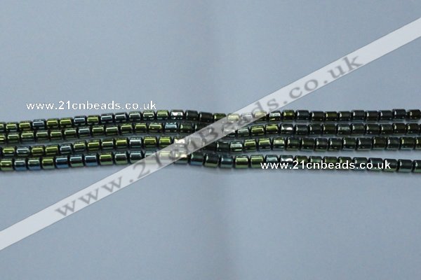 CHE789 15.5 inches 4*4.5mm drum plated hematite beads wholesale