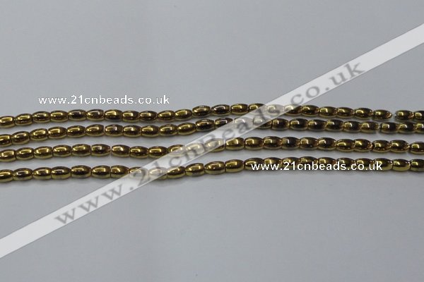CHE795 15.5 inches 3*5mm rice plated hematite beads wholesale