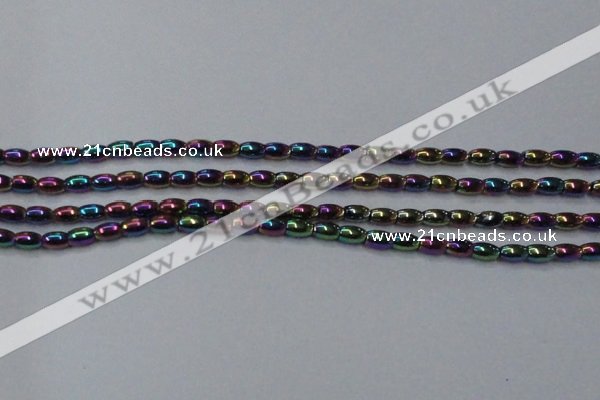 CHE796 15.5 inches 3*5mm rice plated hematite beads wholesale