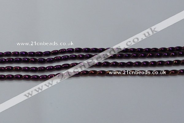 CHE797 15.5 inches 3*5mm rice plated hematite beads wholesale