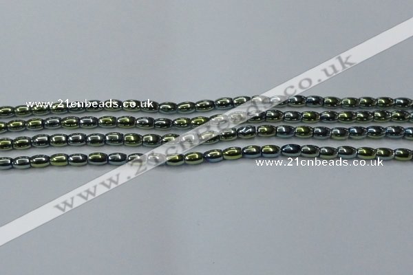 CHE798 15.5 inches 3*5mm rice plated hematite beads wholesale