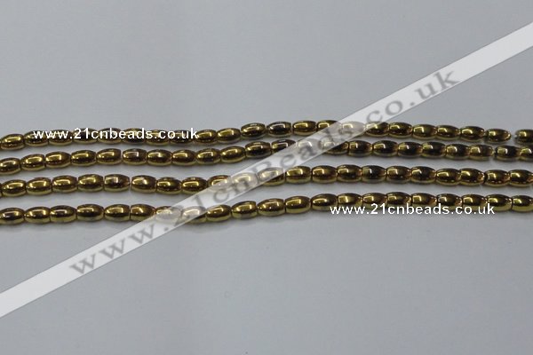 CHE803 15.5 inches 4*6mm rice plated hematite beads wholesale