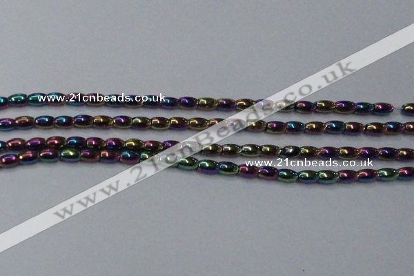 CHE804 15.5 inches 4*6mm rice plated hematite beads wholesale