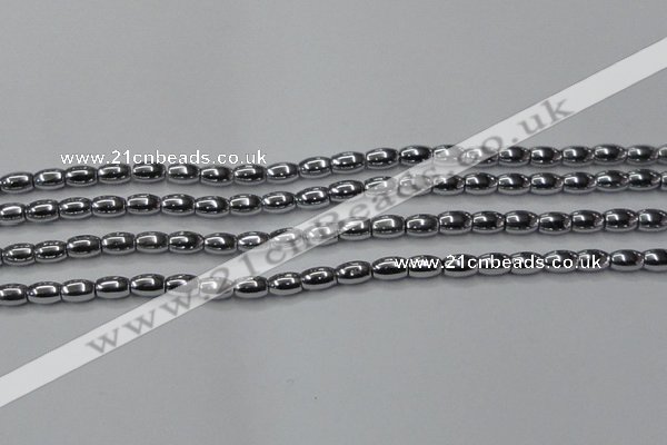 CHE809 15.5 inches 5*8mm rice plated hematite beads wholesale
