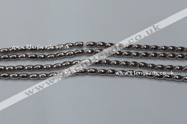 CHE810 15.5 inches 5*8mm rice plated hematite beads wholesale