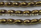 CHE811 15.5 inches 5*8mm rice plated hematite beads wholesale