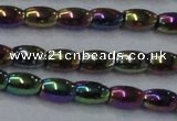 CHE812 15.5 inches 5*8mm rice plated hematite beads wholesale