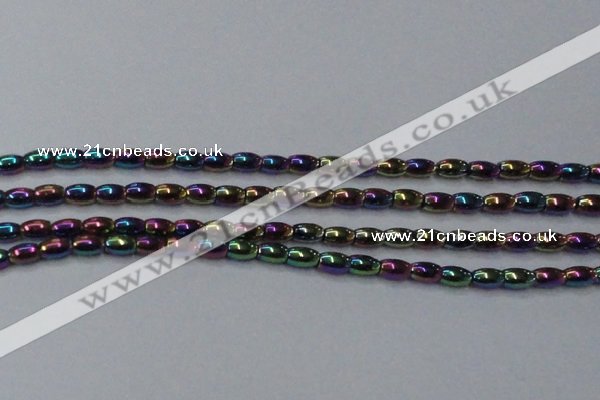 CHE812 15.5 inches 5*8mm rice plated hematite beads wholesale