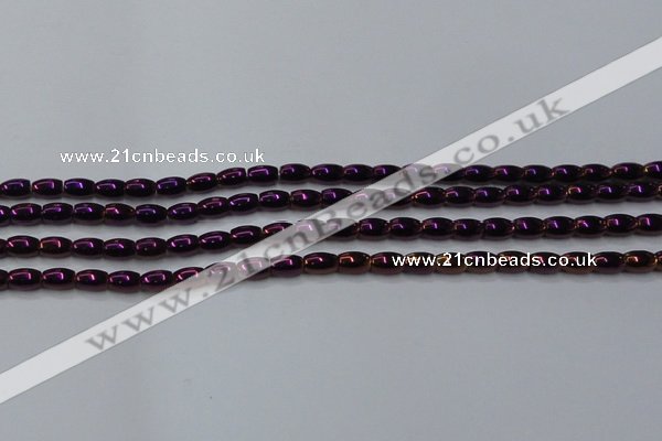 CHE813 15.5 inches 5*8mm rice plated hematite beads wholesale