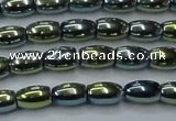 CHE814 15.5 inches 5*8mm rice plated hematite beads wholesale