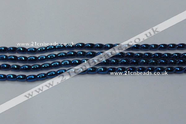 CHE815 15.5 inches 5*8mm rice plated hematite beads wholesale