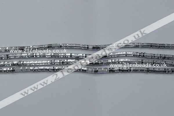 CHE825 15.5 inches 1*2mm hexagon plated hematite beads wholesale