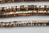 CHE826 15.5 inches 1*2mm hexagon plated hematite beads wholesale