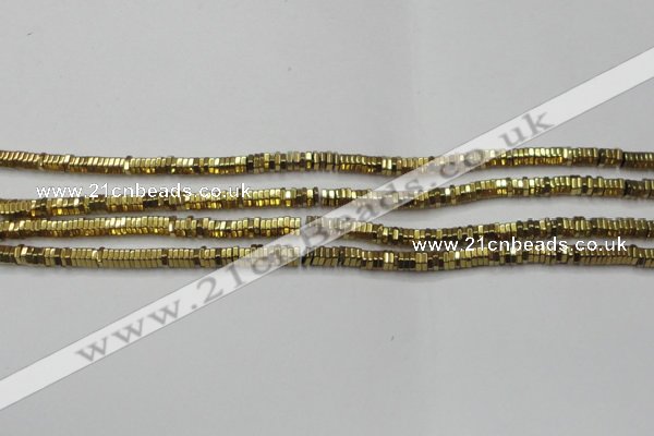 CHE827 15.5 inches 1*2mm hexagon plated hematite beads wholesale