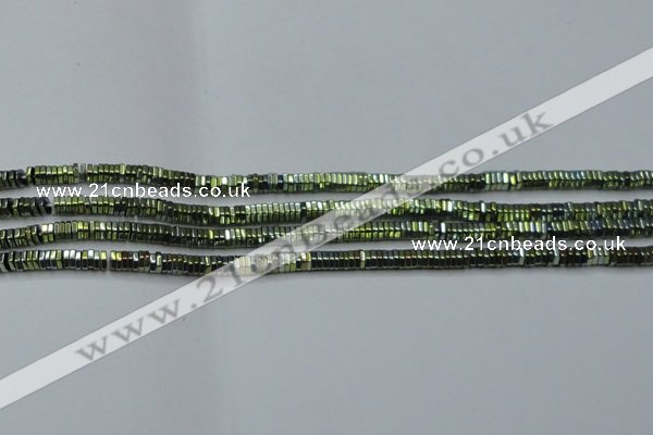 CHE828 15.5 inches 1*2mm hexagon plated hematite beads wholesale