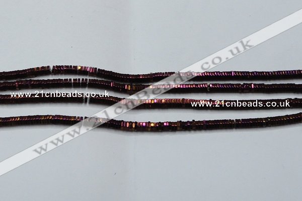 CHE829 15.5 inches 1*2mm hexagon plated hematite beads wholesale