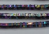 CHE830 15.5 inches 1*2mm hexagon plated hematite beads wholesale