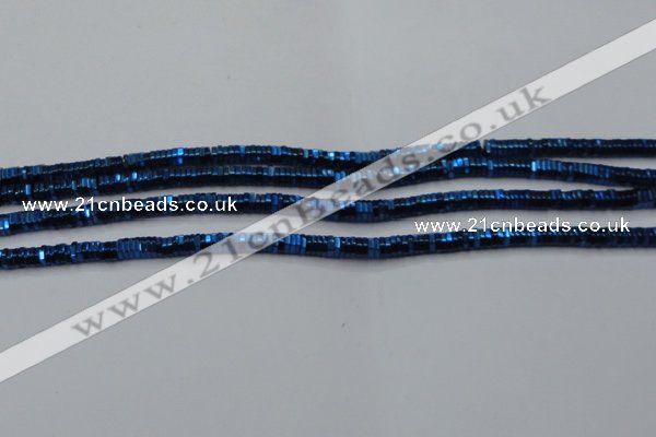 CHE831 15.5 inches 1*2mm hexagon plated hematite beads wholesale