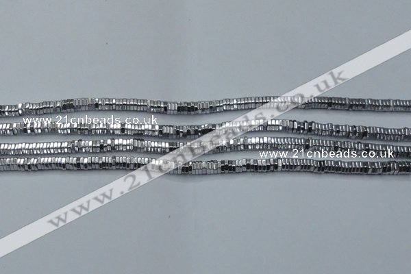 CHE833 15.5 inches 1*3mm hexagon plated hematite beads wholesale