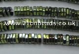 CHE836 15.5 inches 1*3mm hexagon plated hematite beads wholesale